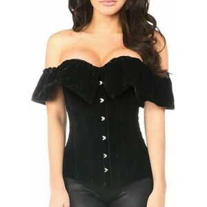 Daisy Corsets
Top Drawer Black Velvet Off-The-Shoulder Steel Boned Corset L